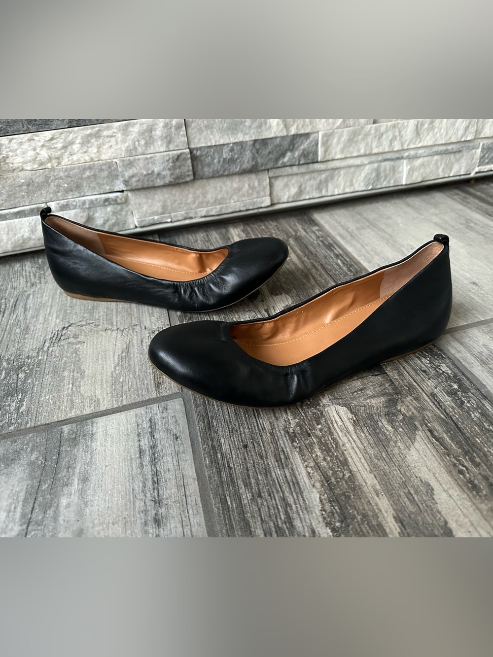 J. Crew CECE  Black Leather Boulevard Casual Ballet Flats Women’s Sz 9